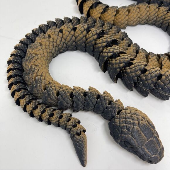Articulating Snakes 3D Printed 5 Feet (60") Long Black Tan Color Décor Gift - Picture 5 of 7